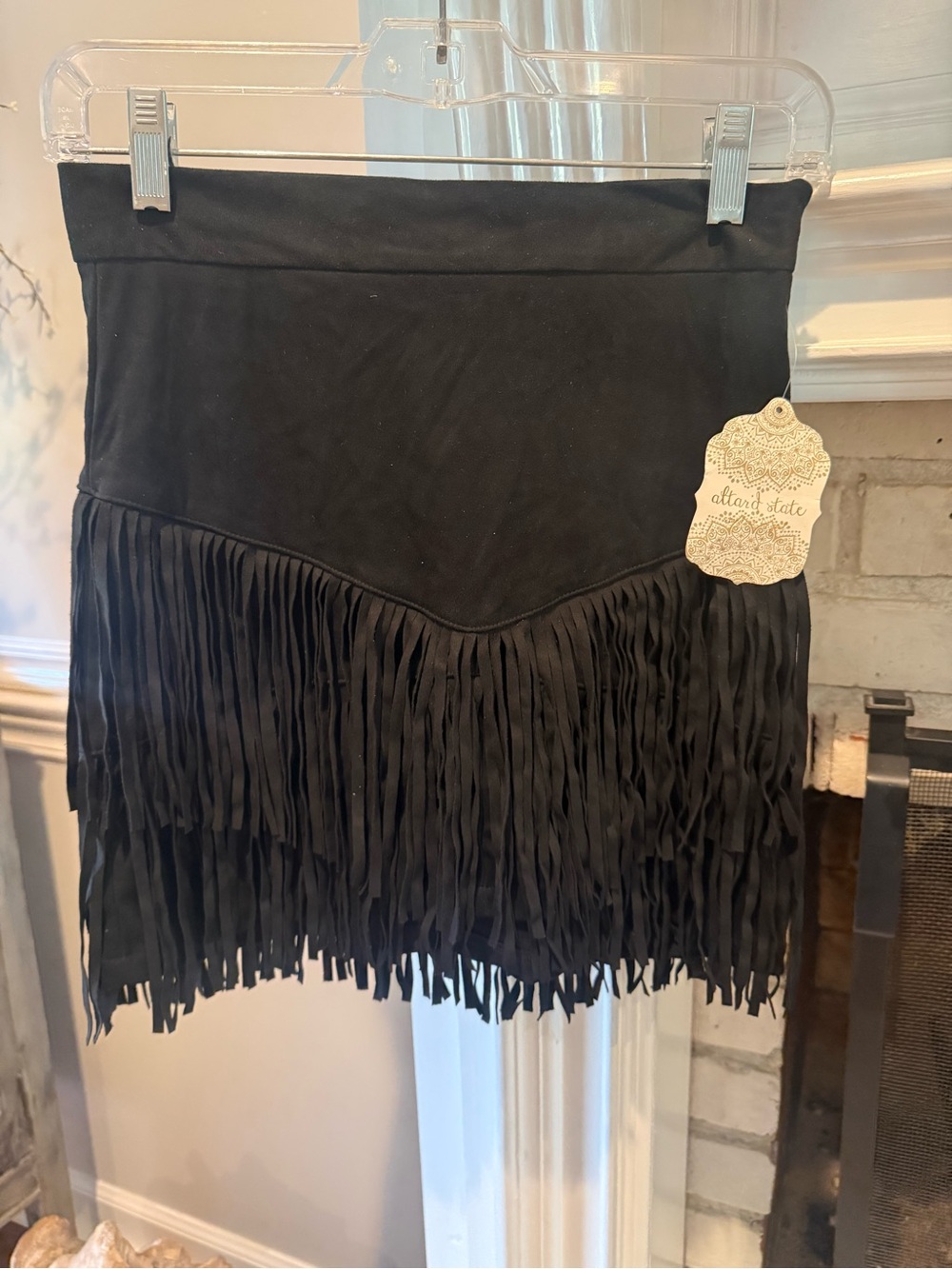 New! Altar'd State Black Fringe Mini Skirt size Small S BRAND NEW! Western Boho